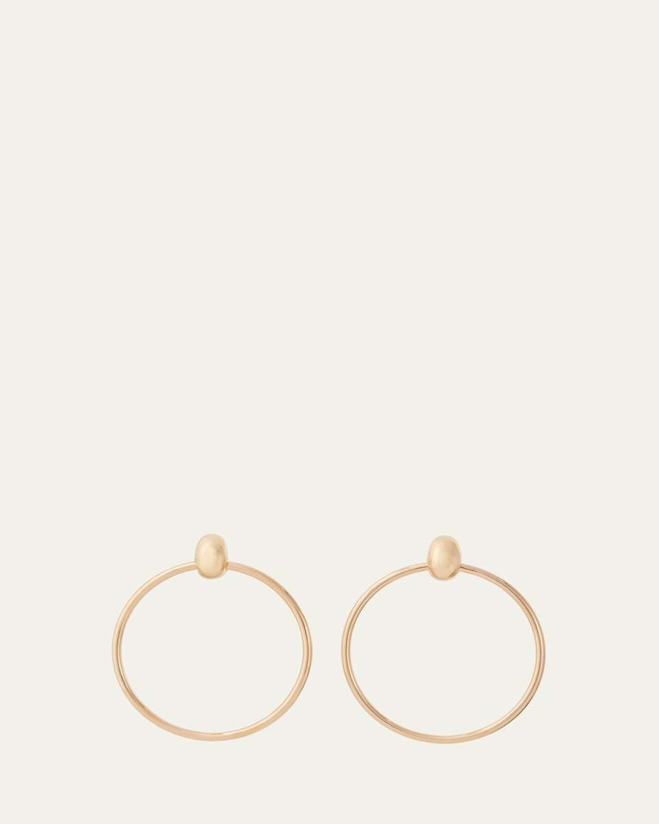 18K Yellow Gold Rounded Hoop Door Knocker Earrings